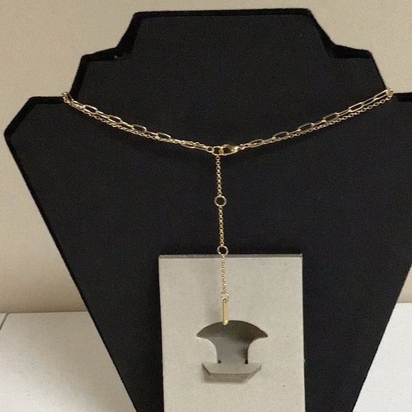 Women's Nine West Gold Tone 2 Layer Crystal Pendent Necklace - Picture 4 of 8